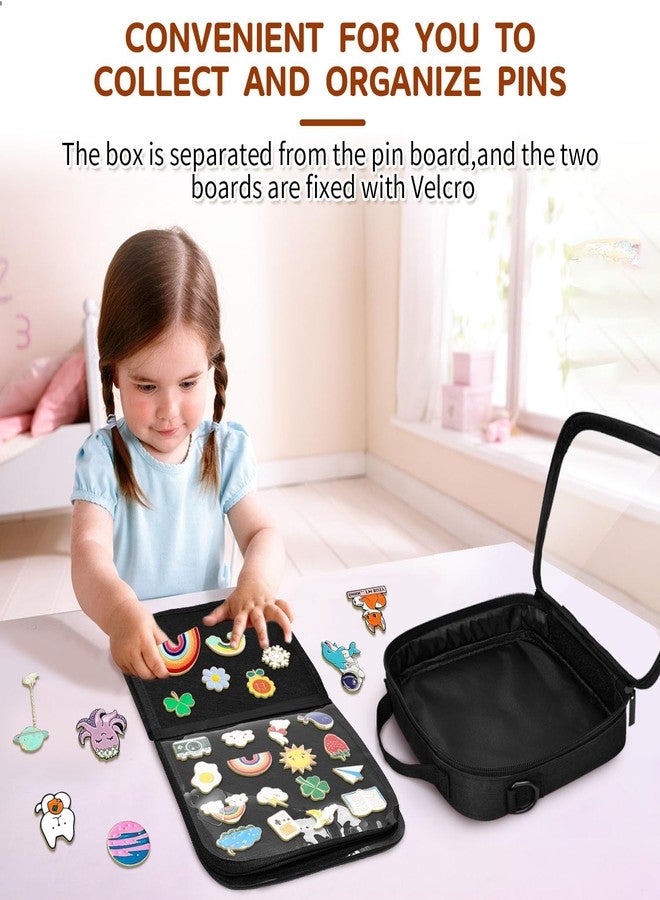 BOHEMIABY Enamel Pin Display Book, Small Collections Travel Pin Trading Book, Brooch Pin Lover Collector Bag, 6-Page Lapel Pin Display Board with Protective Film, Handles and Shoulder Strap, Black - Image 4