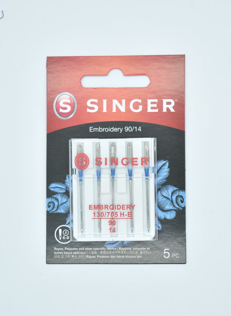 SINGER EMBROIDERY NEEDLES SIZE 90/14 (PACK OF 5 NEEDLE) BRAZIL