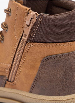 JUNIORS Boys Panelled Low Ankle Boots with Lace Detail and Zip Closure  - Image 4