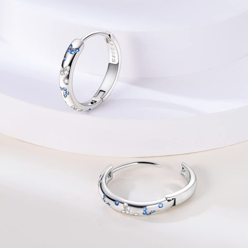 Parmuz Dainty Hoop Dangle Earrings for Women 925 Sterling Silver Small Hoops with Charm - love Butterfly Dream catcher Huggie Drop Earring Jewelry for Her - Image 4