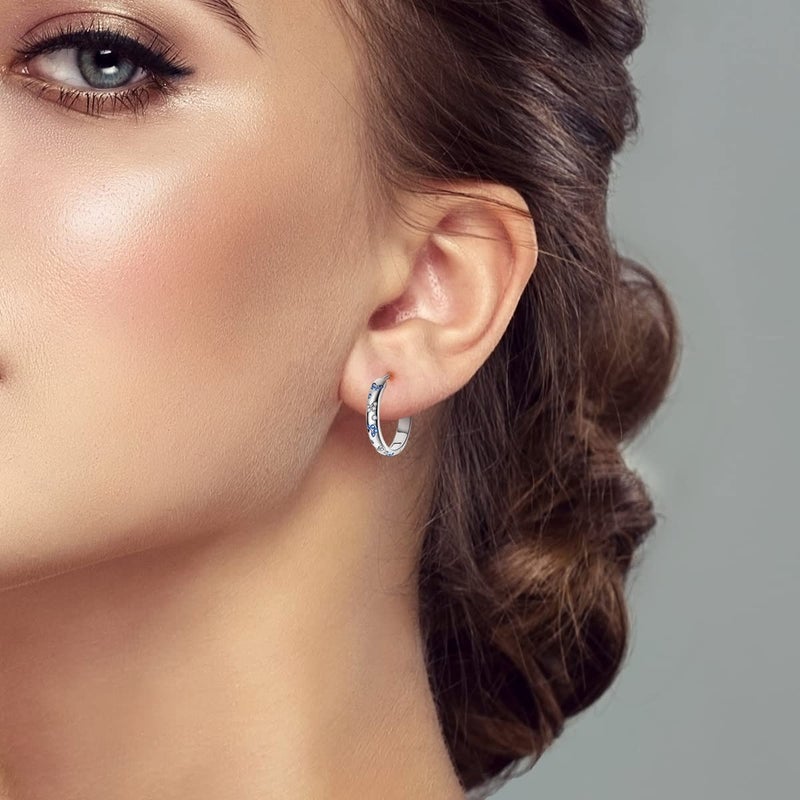 Parmuz Dainty Hoop Dangle Earrings for Women 925 Sterling Silver Small Hoops with Charm - love Butterfly Dream catcher Huggie Drop Earring Jewelry for Her - Image 3
