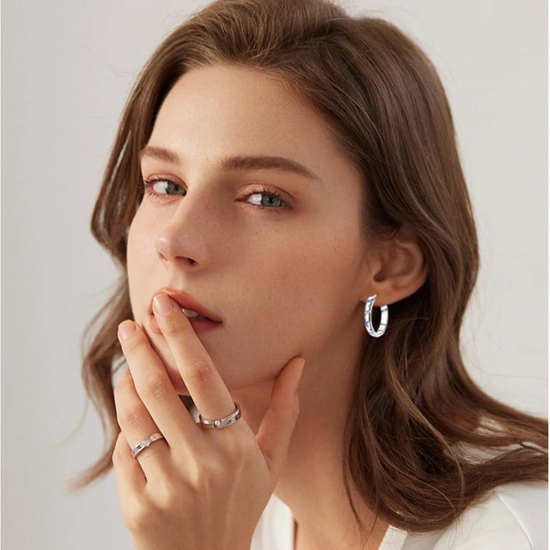 Parmuz Dainty Hoop Dangle Earrings for Women 925 Sterling Silver Small Hoops with Charm - love Butterfly Dream catcher Huggie Drop Earring Jewelry for Her - Image 2