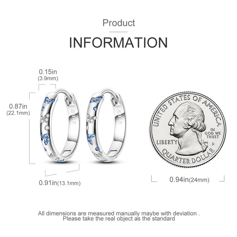 Parmuz Dainty Hoop Dangle Earrings for Women 925 Sterling Silver Small Hoops with Charm - love Butterfly Dream catcher Huggie Drop Earring Jewelry for Her - Image 5