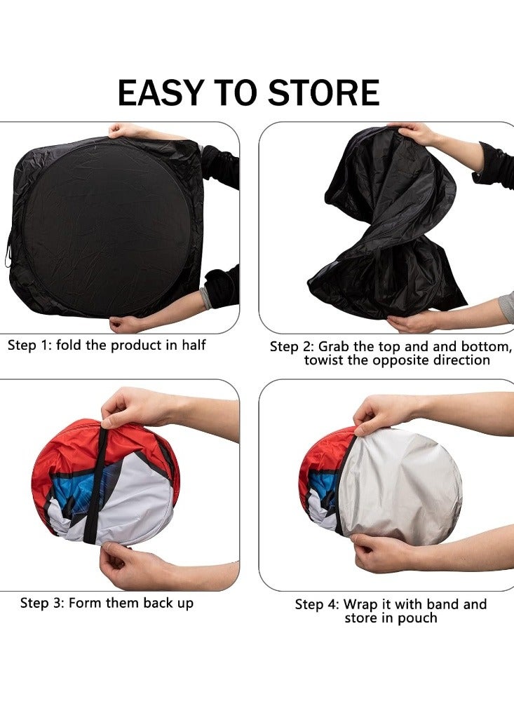 Hiras Car Windshield Sun Shade, Car Sun Shade Funny Car Eyes Sun Visor for Car Front Windshield, Foldable with Storage Pouch,UV Protection Keep Vehicle Cooler 150cm*70cm -Red - Image 5