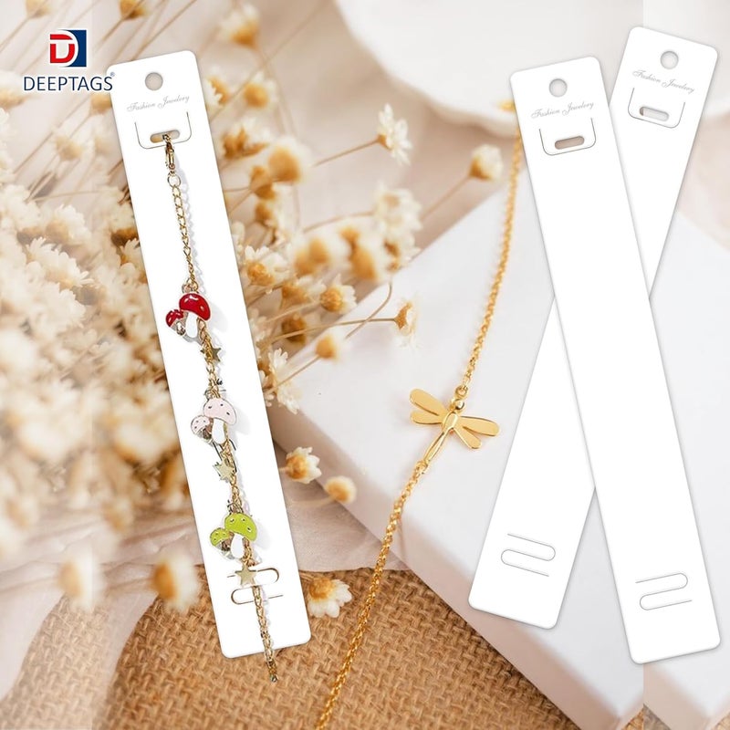 DEEPTAGS Jewellery Display Card With Plastic Bags Jewellery Tags For Bracelet, Necklace, Jewelry, White - 60 Pcs, 20 X 3 Cm, 60 Labels - Image 3