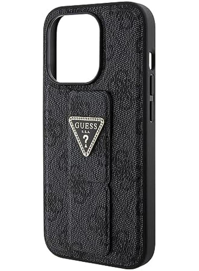 erorex Gripstand Pu Leather Case With 4G Triangle Strass Pattern Compatible With Iphone 15 Pro - Image 2