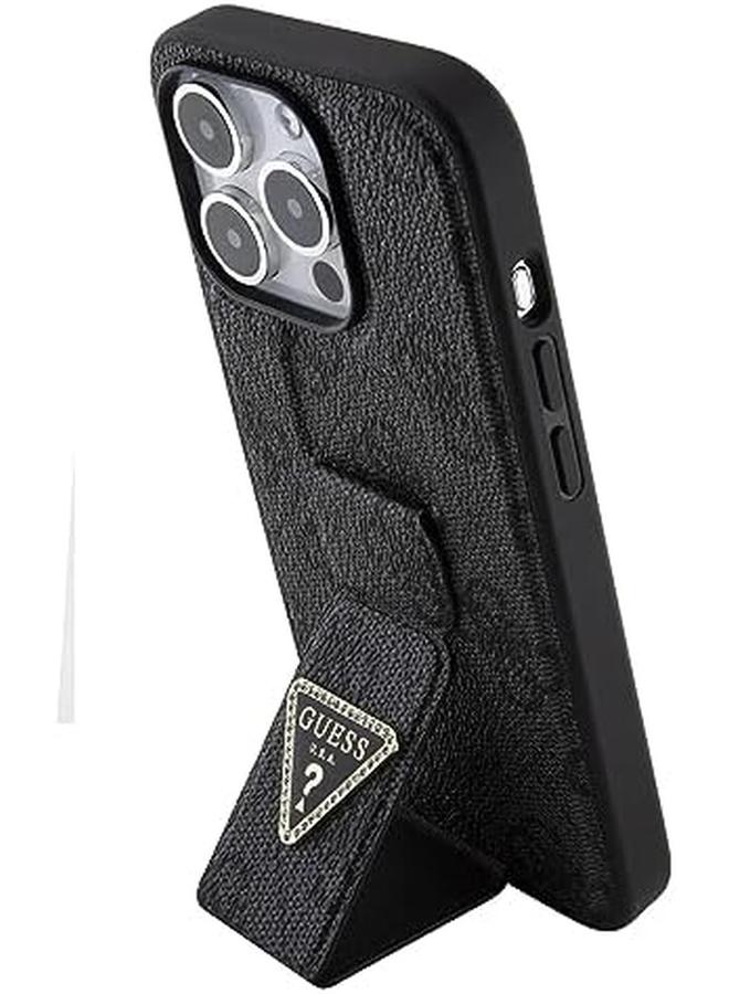 erorex Gripstand Pu Leather Case With 4G Triangle Strass Pattern Compatible With Iphone 15 Pro - Image 3
