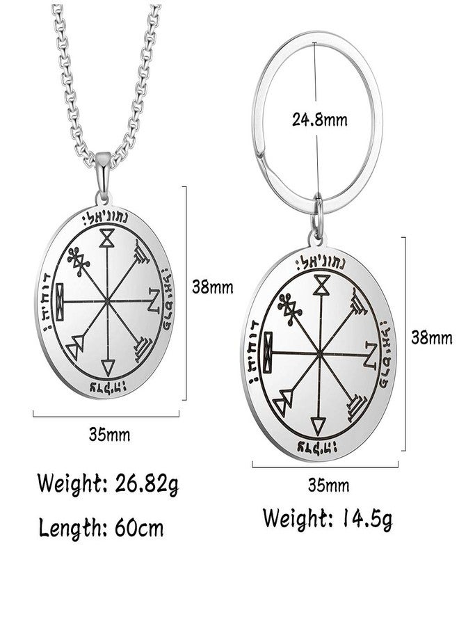 VASSAGO The First Pentacle of Jupiter Solomon King’s amulets Pendant Necklace Keychain Jewelry Set (Necklace and keychain) - Image 4