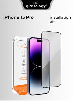 glassology 9H Tempered Glass for iPhone 15 Pro with Installer Kit Scratch Resistant, Ultra Clear, Case Friendly  - Image 1