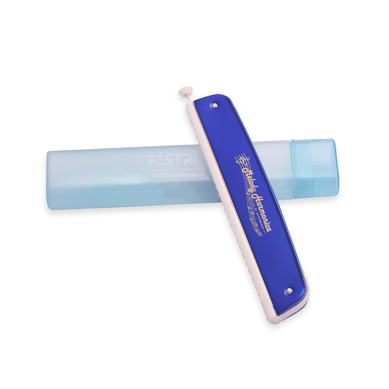 FESTRA R-2403 Professional Harmonica Mouth Organ - 24 Holes Key of C with Case for Professional Players, Beginners, Students, and Kids (Blue) - Image 1