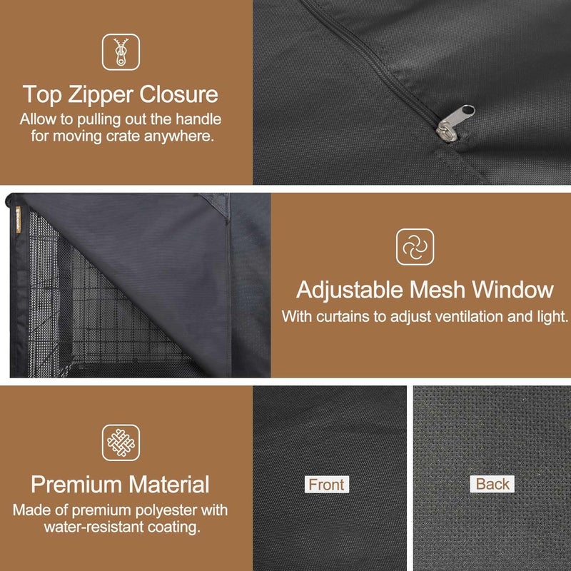 HiCaptain Folding Metal Dog Crate Cover for 36 Inch Wire Pet Cage (Black) - Image 5