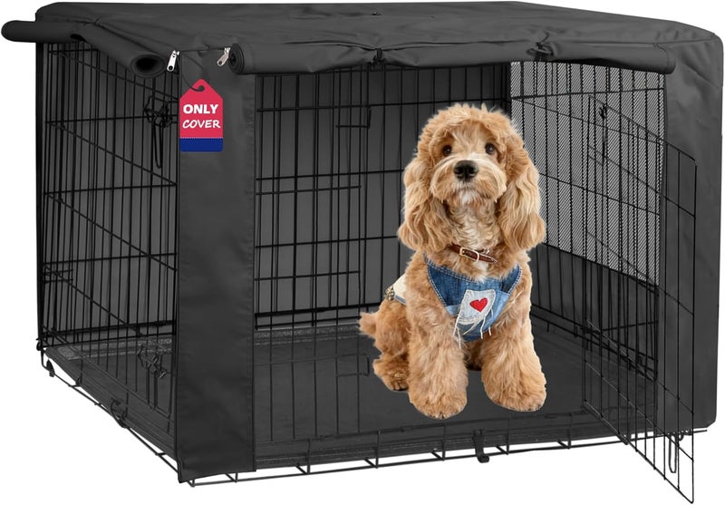 HiCaptain Folding Metal Dog Crate Cover for 36 Inch Wire Pet Cage (Black) - Image 1