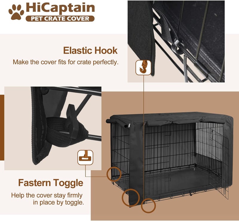 HiCaptain Folding Metal Dog Crate Cover for 36 Inch Wire Pet Cage (Black) - Image 4