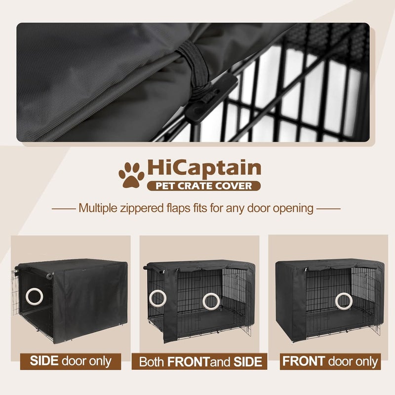 HiCaptain Folding Metal Dog Crate Cover for 36 Inch Wire Pet Cage (Black) - Image 3