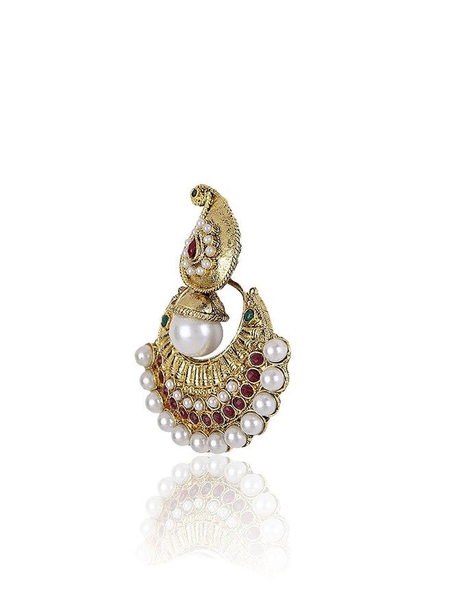Shining Diva Circle & Piasley Designed White, Maroon & Green Beads Dangle & Drop Earrings For Women - Image 3