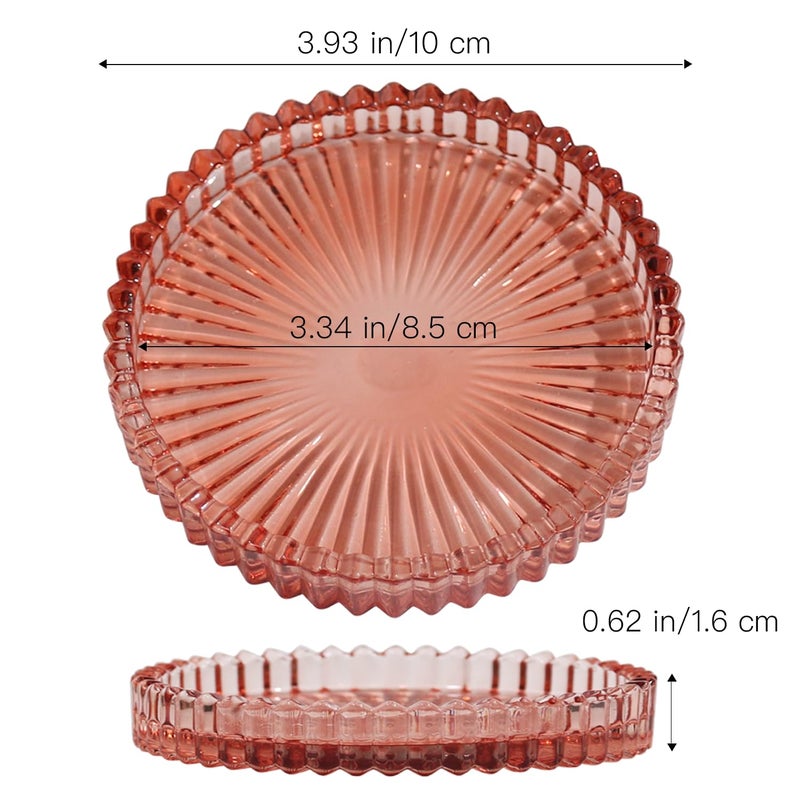 Vixdonos 3.8 Inch Glass Pillar Candle Holder Set Pack 2 Gear Round Plate Serrated Candle Stand for Table Centerpieces,Party, Wedding and Home Decor - Image 1