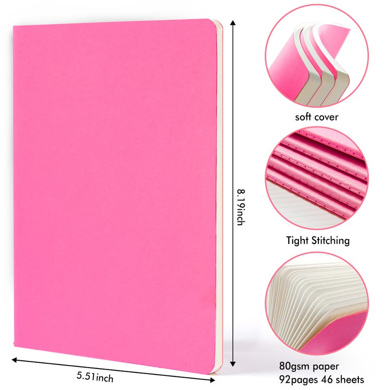 Feela 16 Pack Soft Cover Journal Bulk, Feela Lined Notebooks College Ruled for Work for Women Girl Writing, Blank Travel Journal Note Taking Notebook School Business Supplies, 8.2â€ x 5.5â€, A5, Berry - Image 2