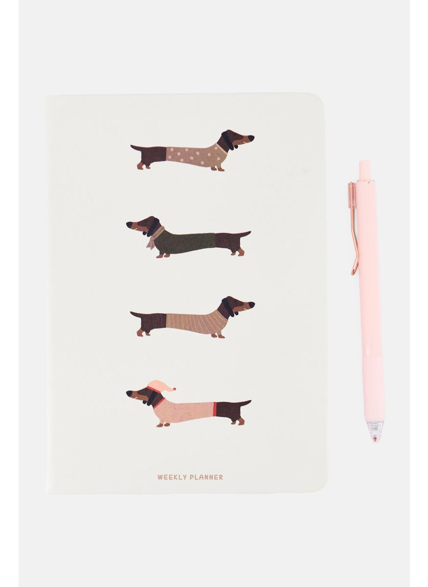 Muy Mucho Weekly Planner With Pen, Beige  - Image 1