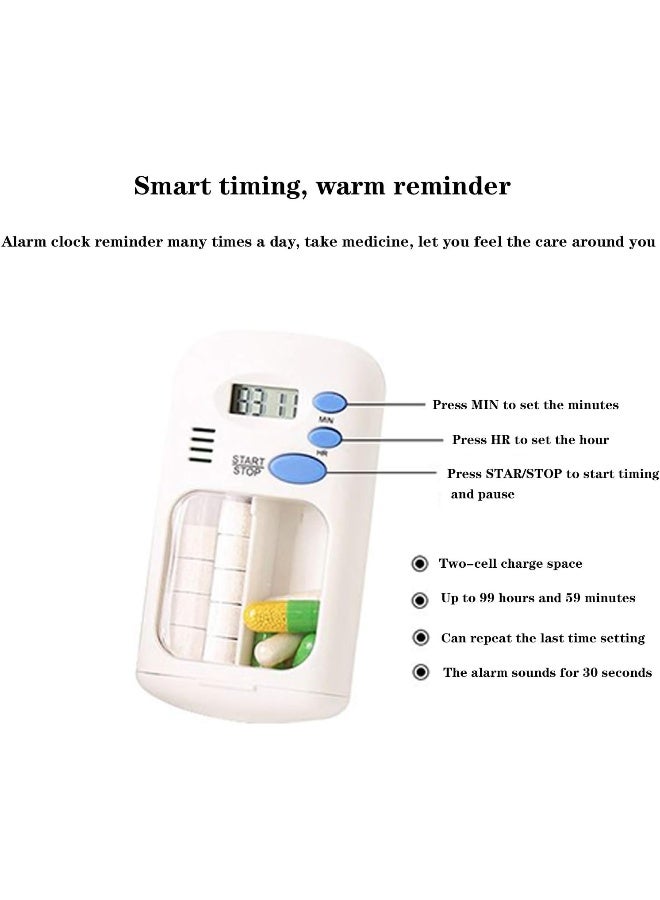 Smart Medicine Reminder, Two Small Pill Box, Mini Portable Electronic Reminder, Timing Alarm Clock, Medicine Box - Image 2
