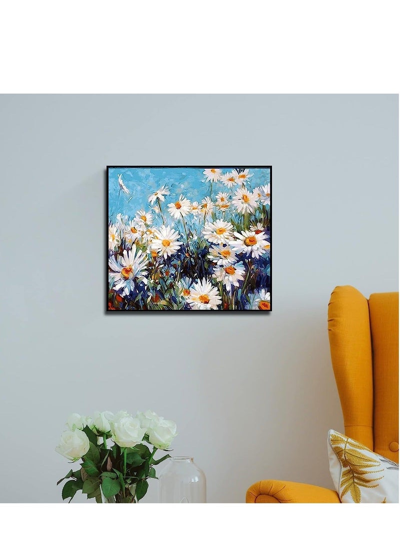 Captaintech Paint by Number for Adult DIY Acrylic Oil Adult Paint by Numbers for Kids Beginner Daisy Paints by Numbers Kit on Canvas with 3 Paint Brushes Color Paints for Adults Kids Age 8 12 16x20 inch - Image 4