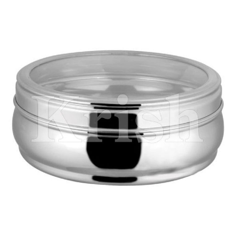 Dynore Stainless Steel Belly Shape Puri & Roti Storage Canister with Transparent See-Through Lid, 600 ml Capacity, 12.5 x 12.5 x 7 cm - Image 2
