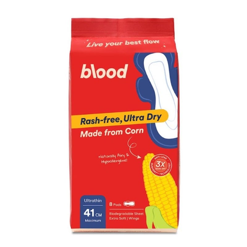 blood بطانات الذرة فائقة الجفاف، 41 سم، 8 وسادات - Image 1