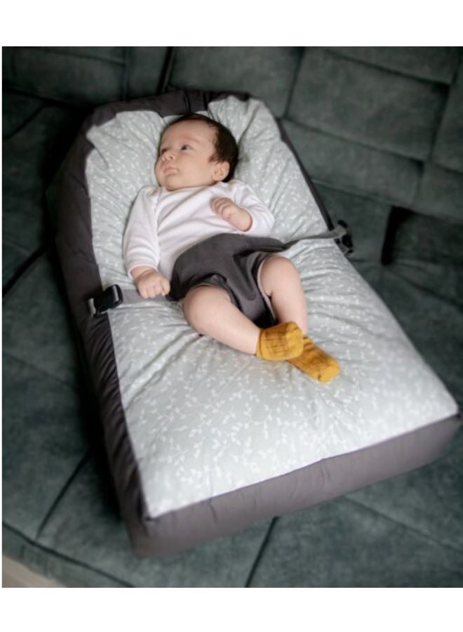 BabyJem Soft Baby Sleeping Cushion With Belt, 0-6 Months- Grey  - Image 2