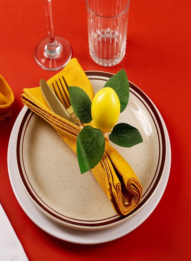 wonlex Handmade Napkin Rings Set of 4, Yellow Faux Lemon with Vine Napkin Ring for Wedding, Dinner Party, Banquet, Serviette for Christmas, Thanksgiving Day, Birthday (Lemon) - Image 5
