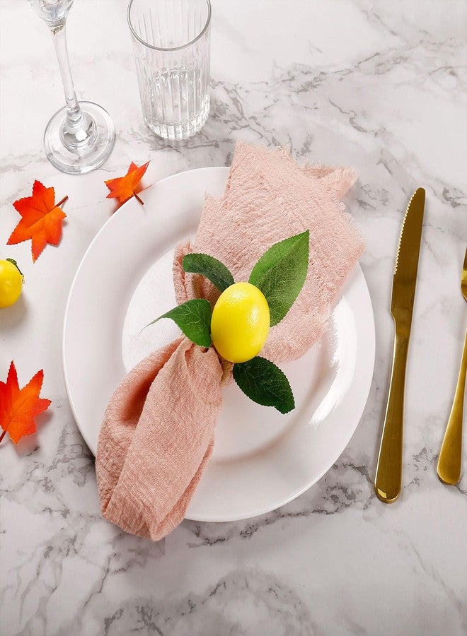 wonlex Handmade Napkin Rings Set of 4, Yellow Faux Lemon with Vine Napkin Ring for Wedding, Dinner Party, Banquet, Serviette for Christmas, Thanksgiving Day, Birthday (Lemon) - Image 3