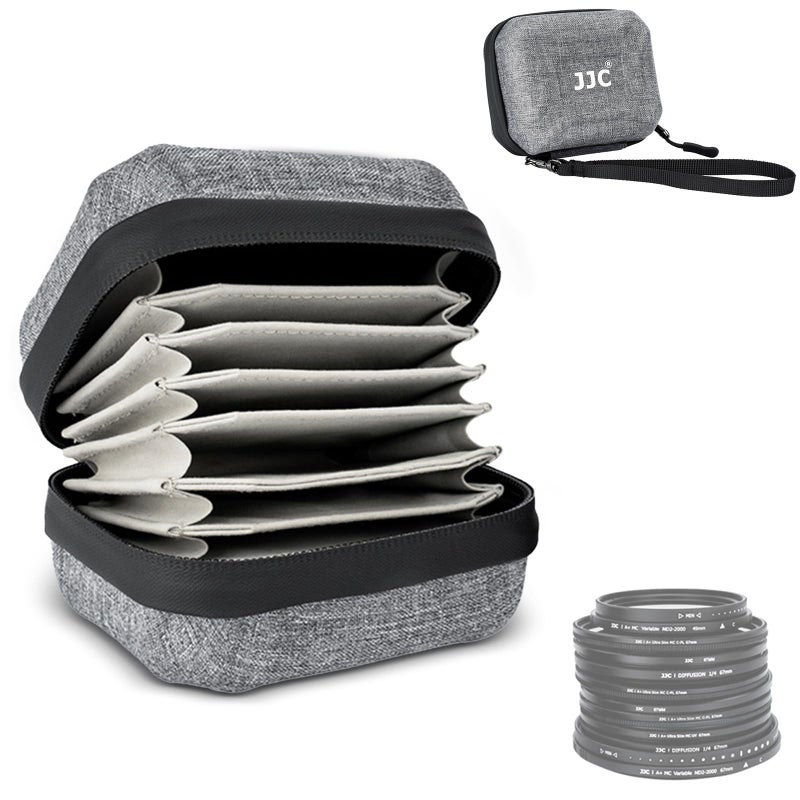 JJC Hard Shell Camera Lens Filter Case Up to 67mm (62mm 58mm 55mm 52mm 49mm 46mm 43mm 40.5mm 37mm),Water Resistant & Dustproof,Camera Filter Pouch with Microfiber Cleaning Cloth for Photography - Image 1