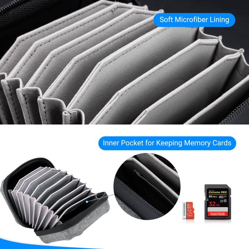 JJC Hard Shell Camera Lens Filter Case Up to 67mm (62mm 58mm 55mm 52mm 49mm 46mm 43mm 40.5mm 37mm),Water Resistant & Dustproof,Camera Filter Pouch with Microfiber Cleaning Cloth for Photography - Image 5