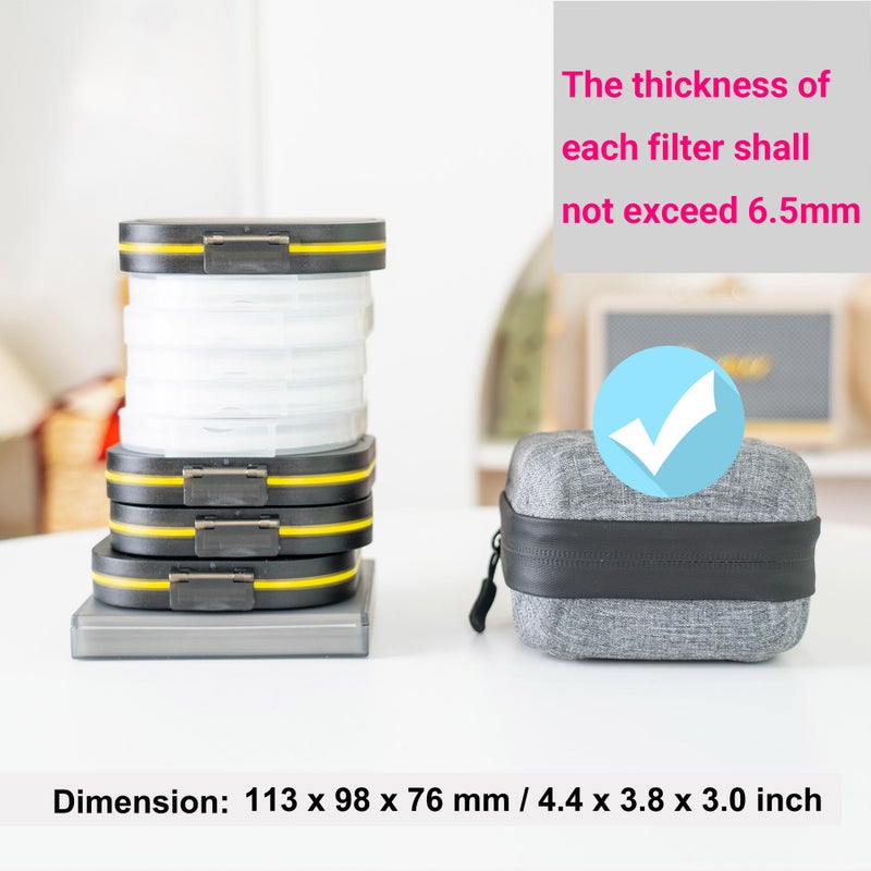 JJC Hard Shell Camera Lens Filter Case Up to 67mm (62mm 58mm 55mm 52mm 49mm 46mm 43mm 40.5mm 37mm),Water Resistant & Dustproof,Camera Filter Pouch with Microfiber Cleaning Cloth for Photography - Image 2