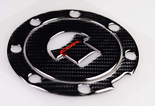 REVSOSTAR Real Carbon Look, Fuel Gas Tank Cap, Protector Pad, Tank Pad Decal Stickers, Tank Protector with Keychain for CBR600RR 2003-2015 CBR1000RR 2004-2015, 3PCS Per Set (RED) - Image 2
