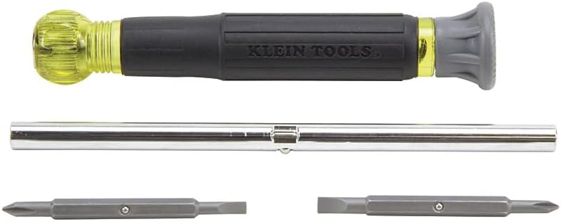 Klein Tools مجموعة مفكات إلكترونية 4 في 1 رقم 32581 مع 2 مفك مسطح، 2 مفك فيليبس مع بتات مصنعة بدقة، مثالية لكتل التوصيل - Image 5