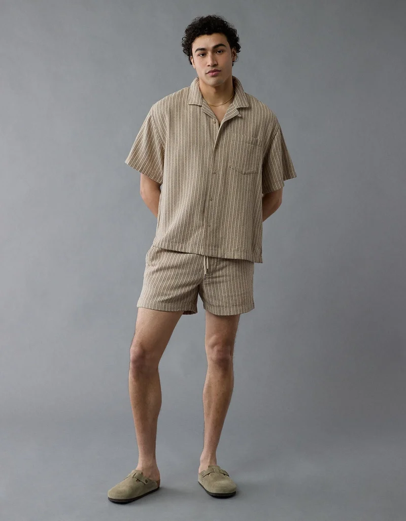 American Eagle  AE Striped Button-Up Poolside Shirt for Men | Best Price UAE