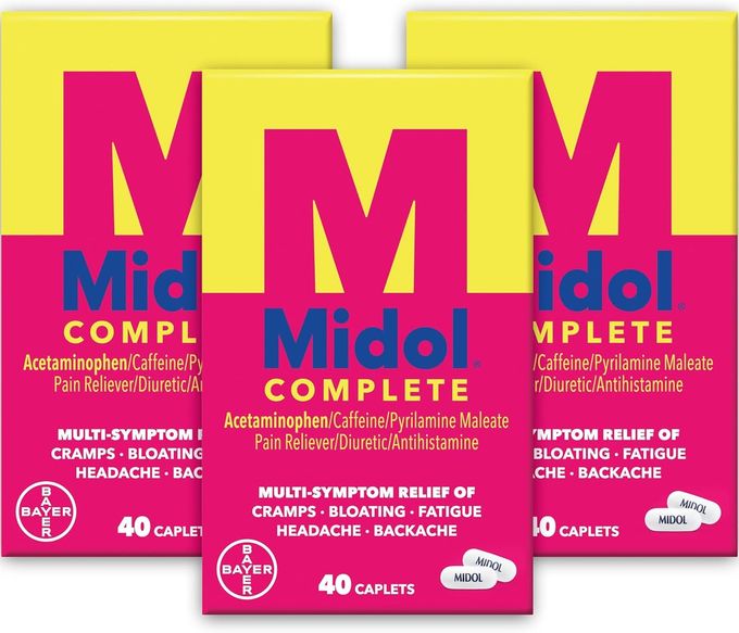 Midol Complete Menstrual Pain Relief Caplets with Acetaminophen for Period Cramps, and Menstrual Symptom Relief 40 Count (Pack of 3) (Packaging May Vary) - Image 1