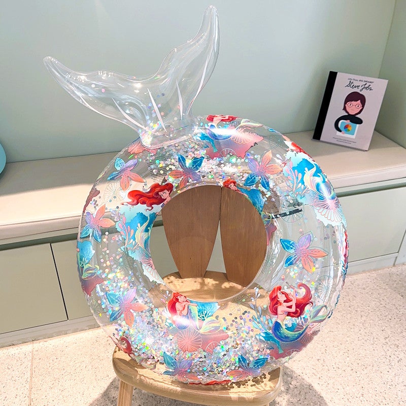 Kids Mermaid Swim Ring PVC Inflatable Float with Sequins for Girls - Image 1