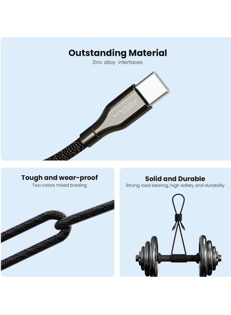 VYVYLABS High Quality Hardcore Series Fast Charging Cable Type-C to Type-C 100W, PD 100W Super Fast Charging Black - Image 4