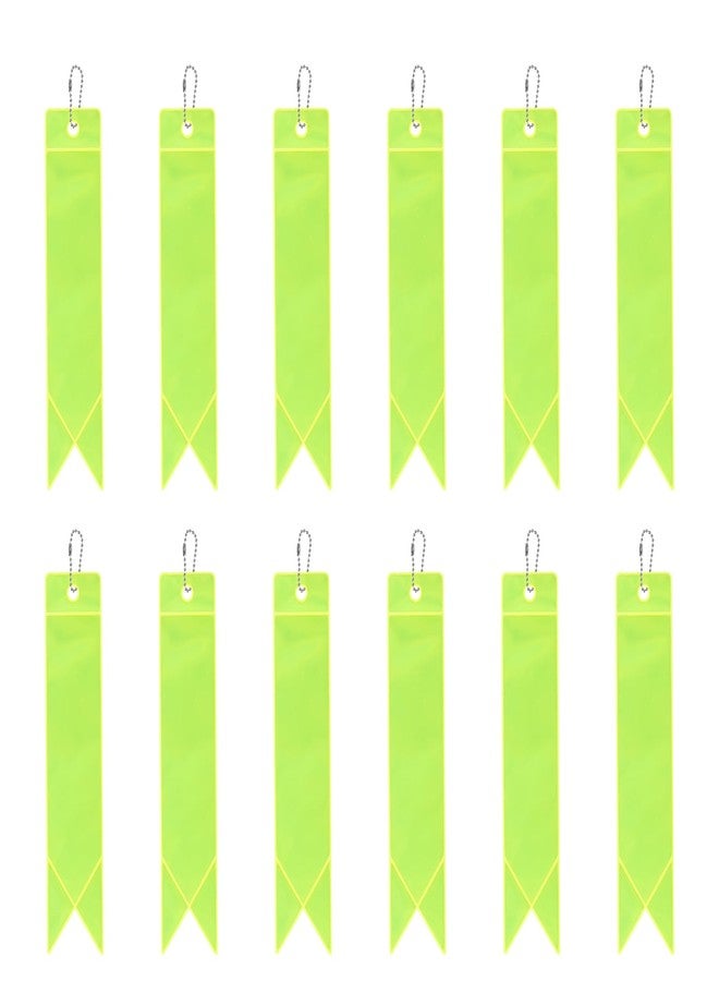 PATIKIL Safety Reflector 6"x1", 12 Pack Reflector Tag Pendant Reflective Safety Keychain Gear for Backpack Cycling Running Wheelchairs, Fluorescent Yellow - Image 1