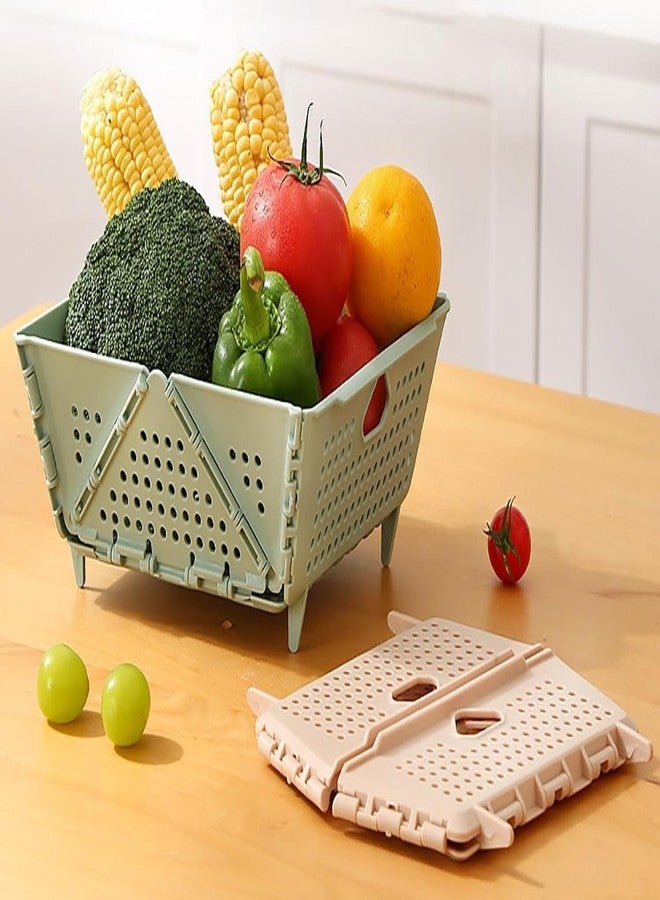 Dadhichi Zone Multipurpose Folding Basket for Storage Collapsible Plastic Basket for Kitchen, Laundry,Office, Bathroom, Picnic & Daily Use Space Saving Design(Multicolor) - Image 4