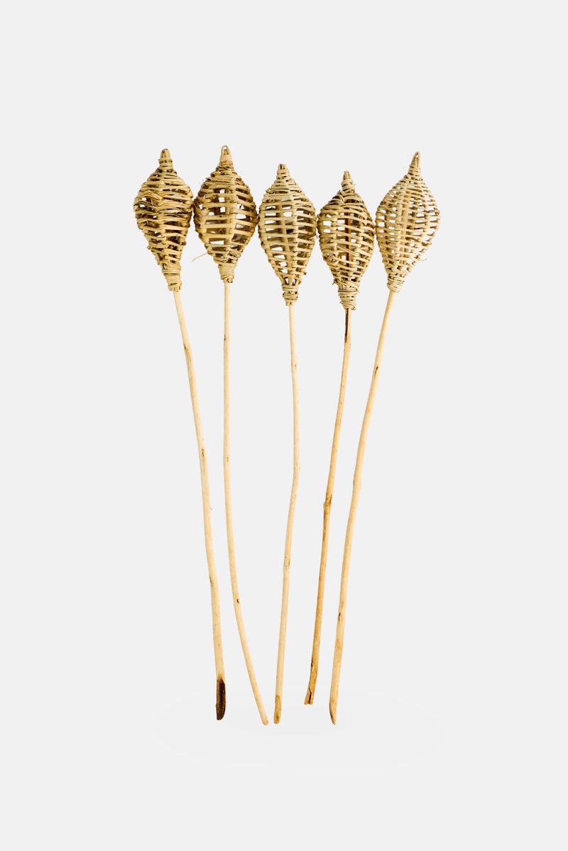 Muy Mucho 5 Pieces Lata Lantern On Stem, Beige  - Image 1