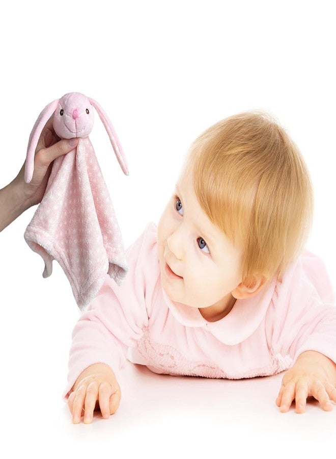 CREVENT Cozy Plush Baby Security Blanket Loveys for Baby Girls Boys, Stuffed Animal Ring Rattle Shaker Toy for Newborns (Bunny) - Image 5
