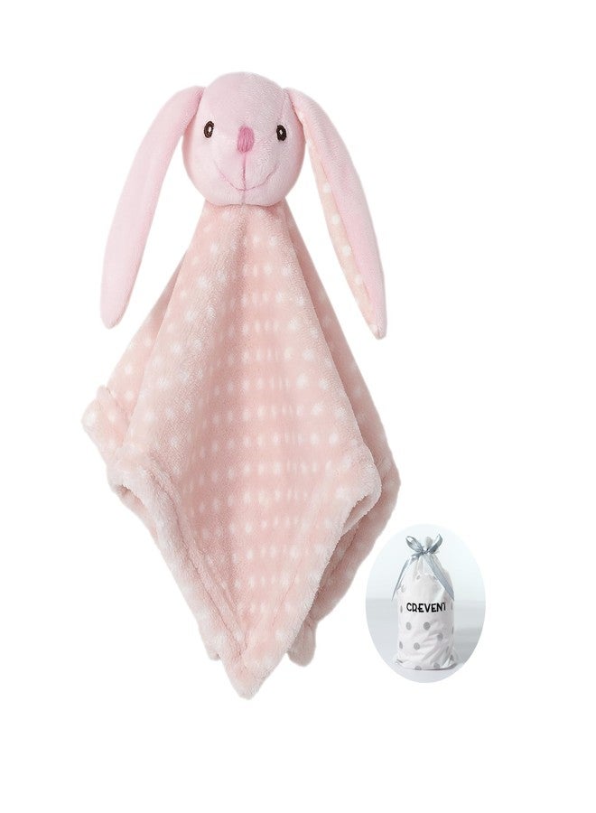 CREVENT Cozy Plush Baby Security Blanket Loveys for Baby Girls Boys, Stuffed Animal Ring Rattle Shaker Toy for Newborns (Bunny) - Image 1