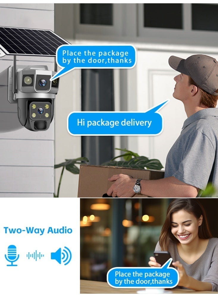 3-Inch 200MP Dual-Lens 360° 4G Wireless Security Camera with Solar Power, Low-Light Night Vision, Dual-Light Source, Motion Sensor Monitoring for Indoor and Outdoor Use - Image 3