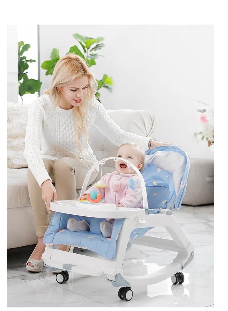 4-1 Baby Bouncer，Baby Bouncer and Push Baby Walker Cambo，Ifant to Toddler Adjustable Bouncer Chair，Portable Rocker Chair with Wheels,Toy Snack Tray and Canopy for Outdoor,Rocking chair, baby chair, baby supplies, high chair - Image 2