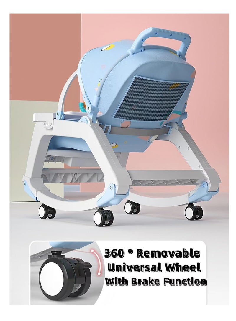4-1 Baby Bouncer，Baby Bouncer and Push Baby Walker Cambo，Ifant to Toddler Adjustable Bouncer Chair，Portable Rocker Chair with Wheels,Toy Snack Tray and Canopy for Outdoor,Rocking chair, baby chair, baby supplies, high chair - Image 5