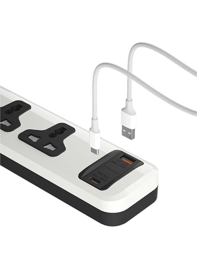 آي لوك مشترك كهرباء iLOCK بثلاثة منافذ عالمية مع منافذ USB-C وUSB-A – أبيض - Image 2