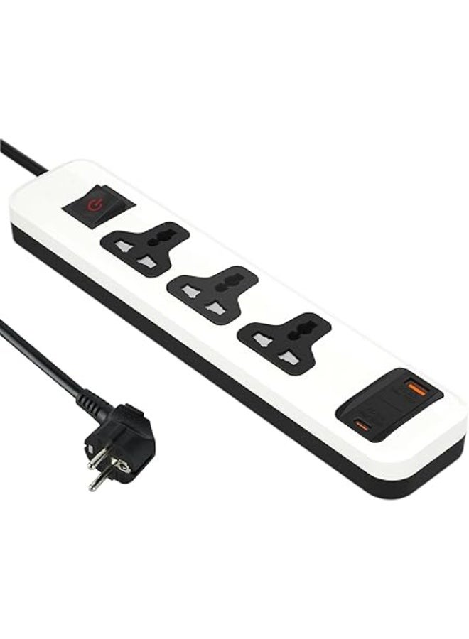آي لوك مشترك كهرباء iLOCK بثلاثة منافذ عالمية مع منافذ USB-C وUSB-A – أبيض - Image 4
