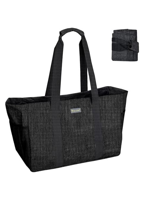 BALEINE Soft 9 Gallon Extra Large Utility Tote Foldable Reusable Storage Bag Charcoal Black