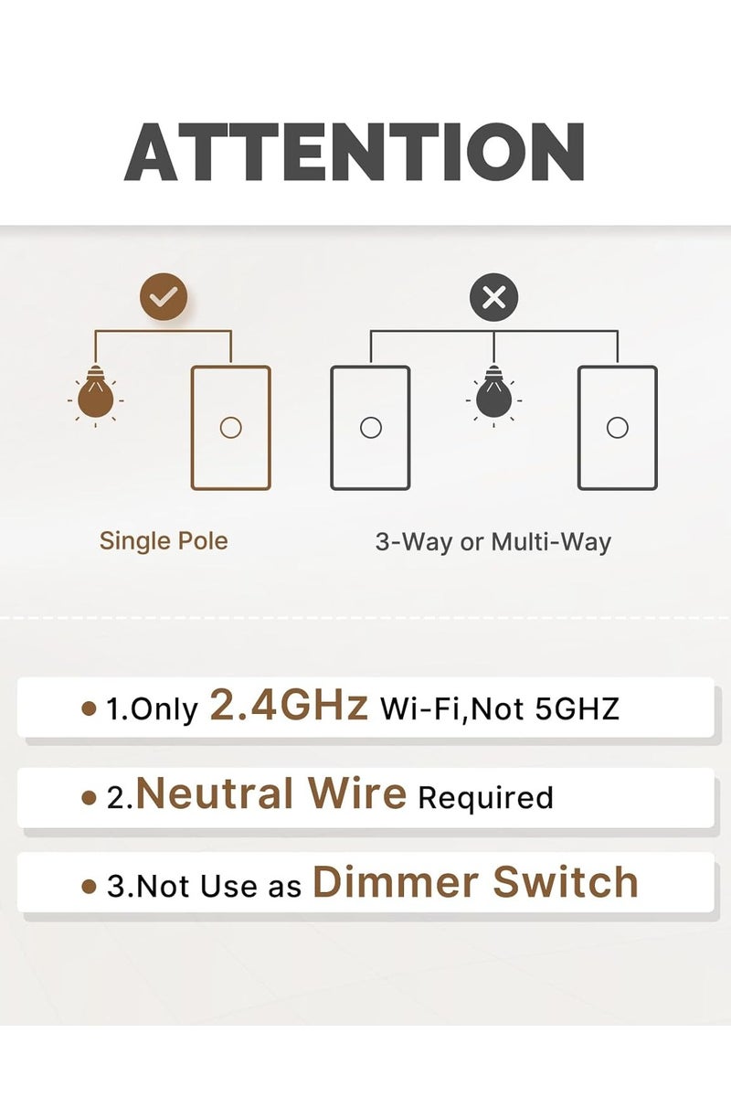 MOES Matter Smart Touch Wall Light Switch, Glass Panel Wi-Fi Wall Switch, Needs Neutral Wire, Single Pole, 2.4GHz, Timer and Schedule,Remote & Voice Control with Alexa, Google Home & Siri White 2 Gang - Image 2